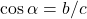 \cos{\alpha}=b/c